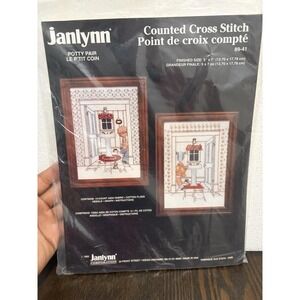 Janlynn Potty Pair Counted Cross Stitch Kit 1993 5x7 Bathroom Decor USA